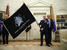Trump says ‘space is the future’ at unveiling of Space Force flag