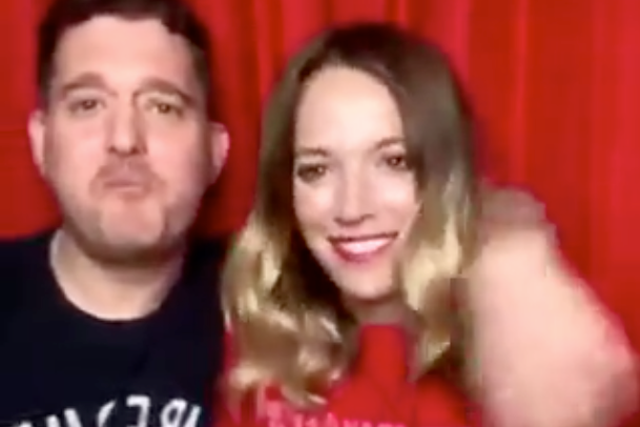 Michael Buble and wife during Instagram live