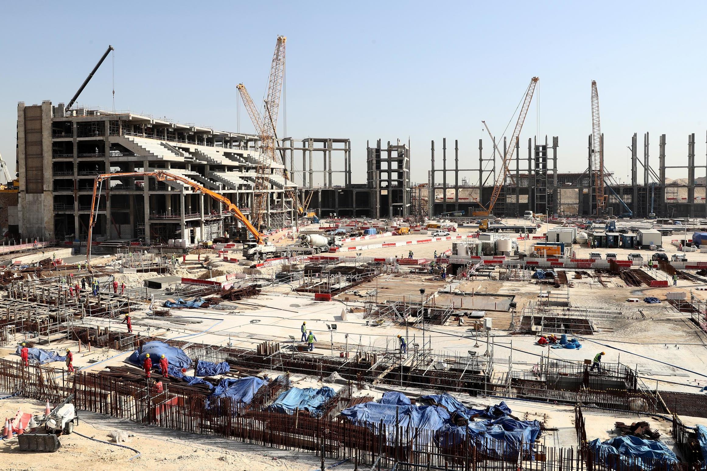 The construction site of Qatar’s Al Bayt Stadium, which is due to host the 2022 World Cup