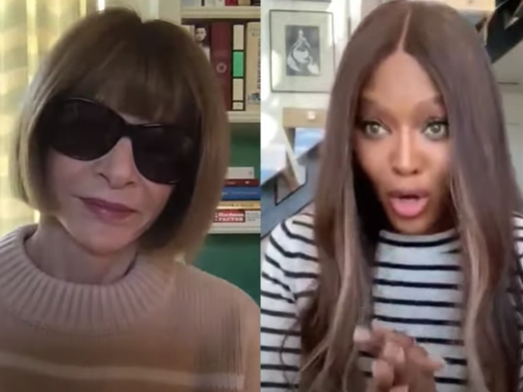 Fashion show: Anna Wintour chats to Naomi Campbell