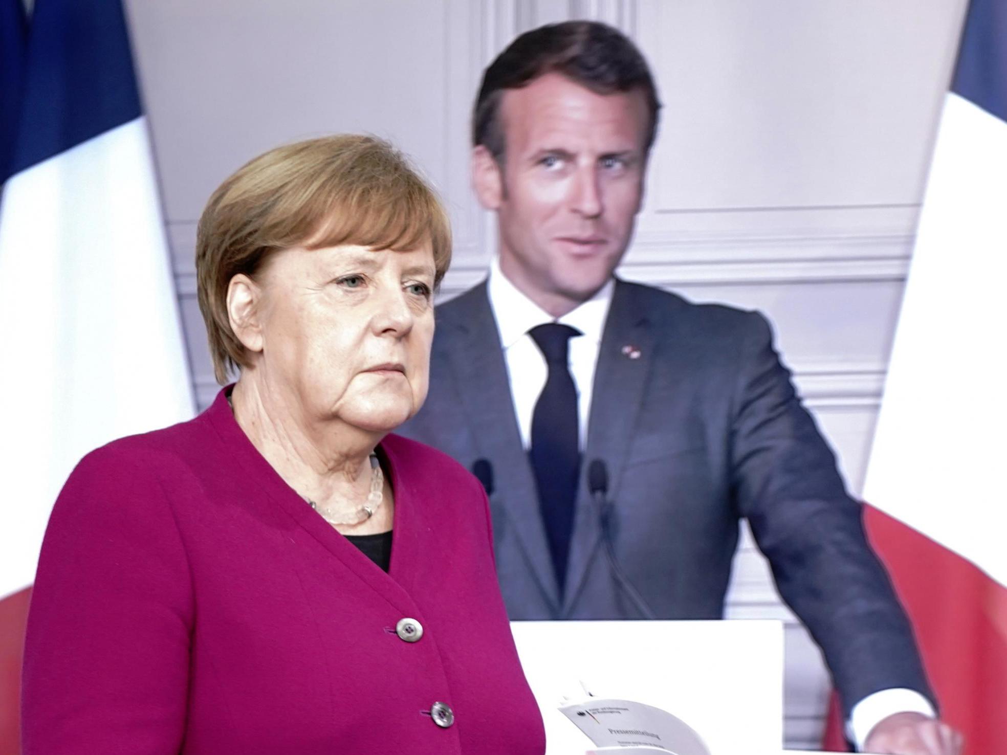 Angela Merkel and Emmanuel Macron hold a joint video news conference