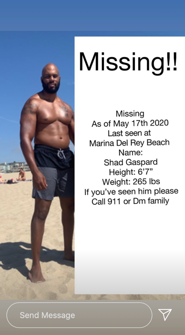 Post says Gaspard was last seen at Marina Del Rey Beach (Instagram)