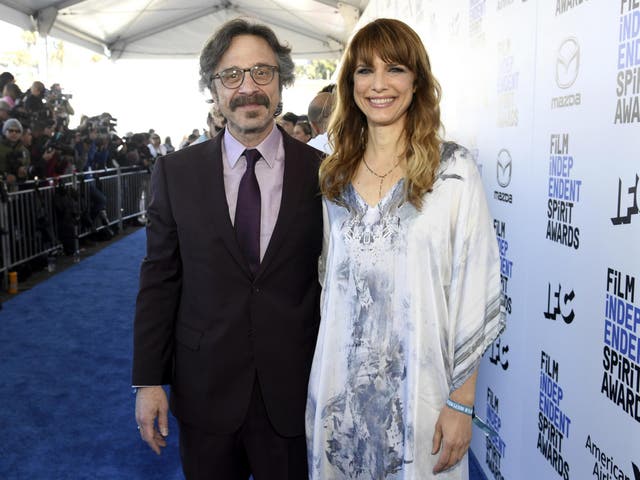 Marc Maron, left, and Lynn Shelton arrive at the 35th Film Independent Spirit Awards in Santa Monica