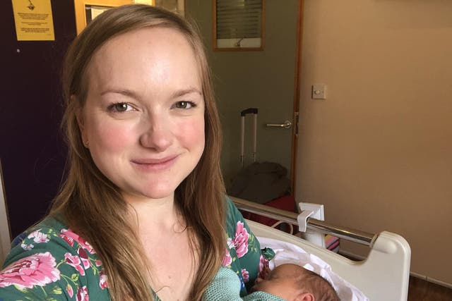 Heather Davies and her newborn son, preparing to leave hospital after a 10-day stay with no visitors