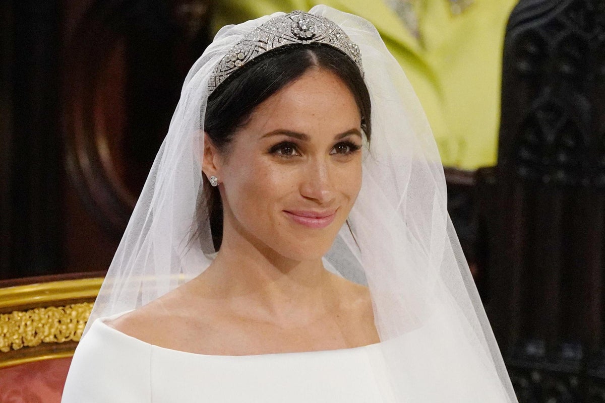 Meghan Markle birthday: The secret symbols in the duchess’ wedding ensemble, from her Commonwealth veil to Diana’s ring