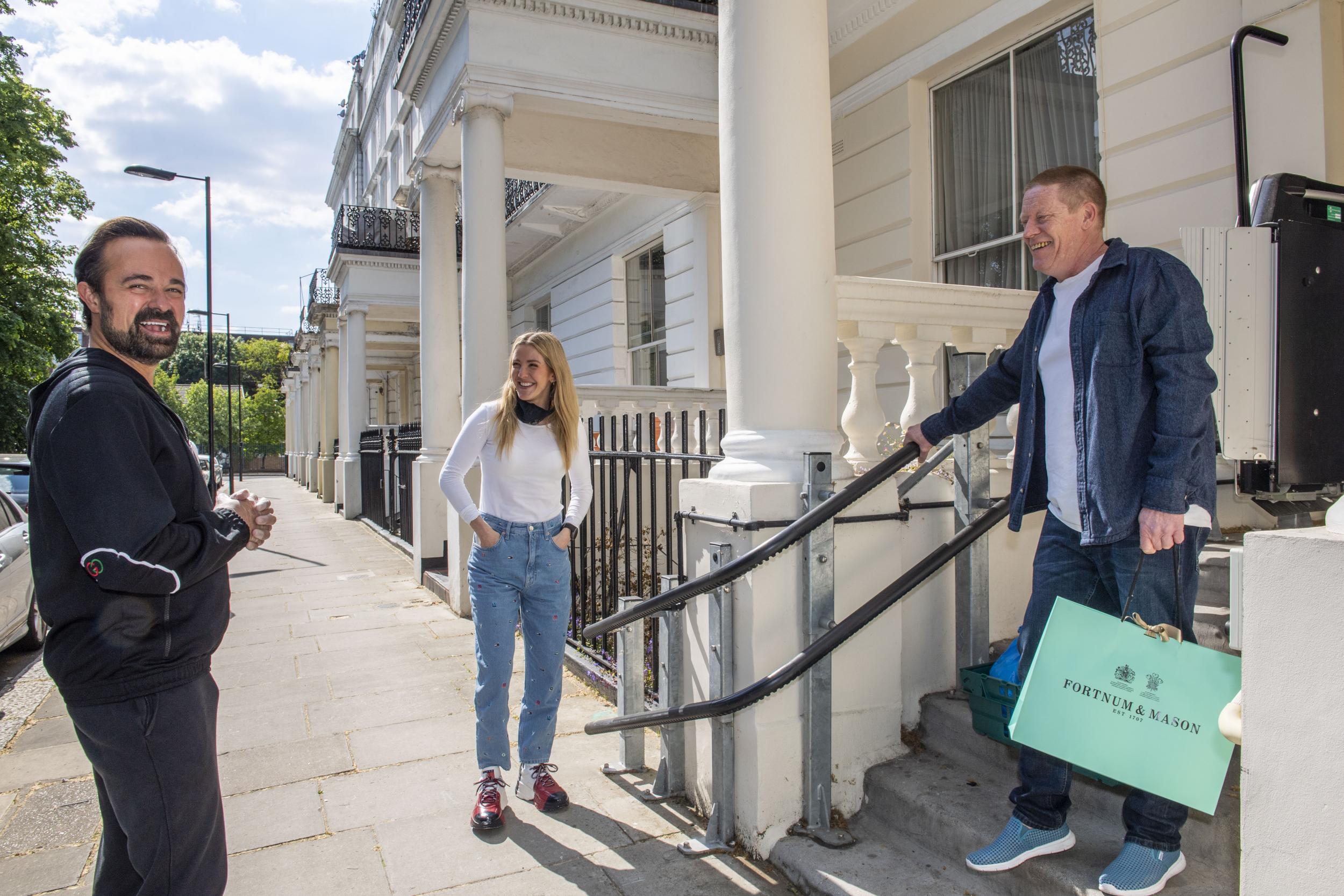 Deliveries: Ellie Goulding and Evgeny Lebedev meet Dean outside his home in Bayswater