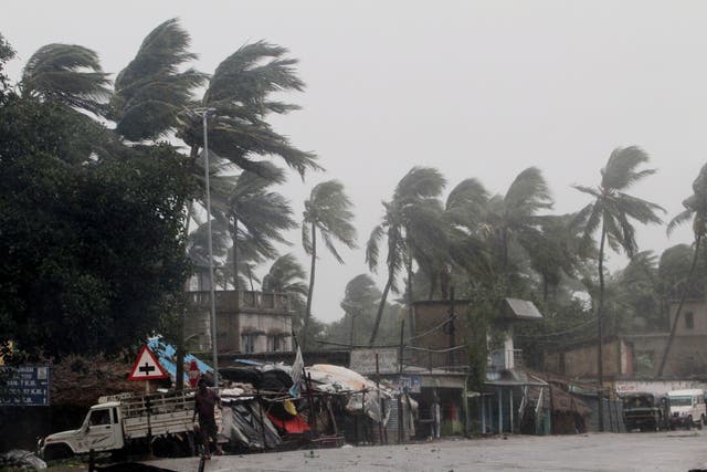 Heavy rain and wind as cyclone Amphan approaches the Odisha coast, at Paradeep, India on Wednesday