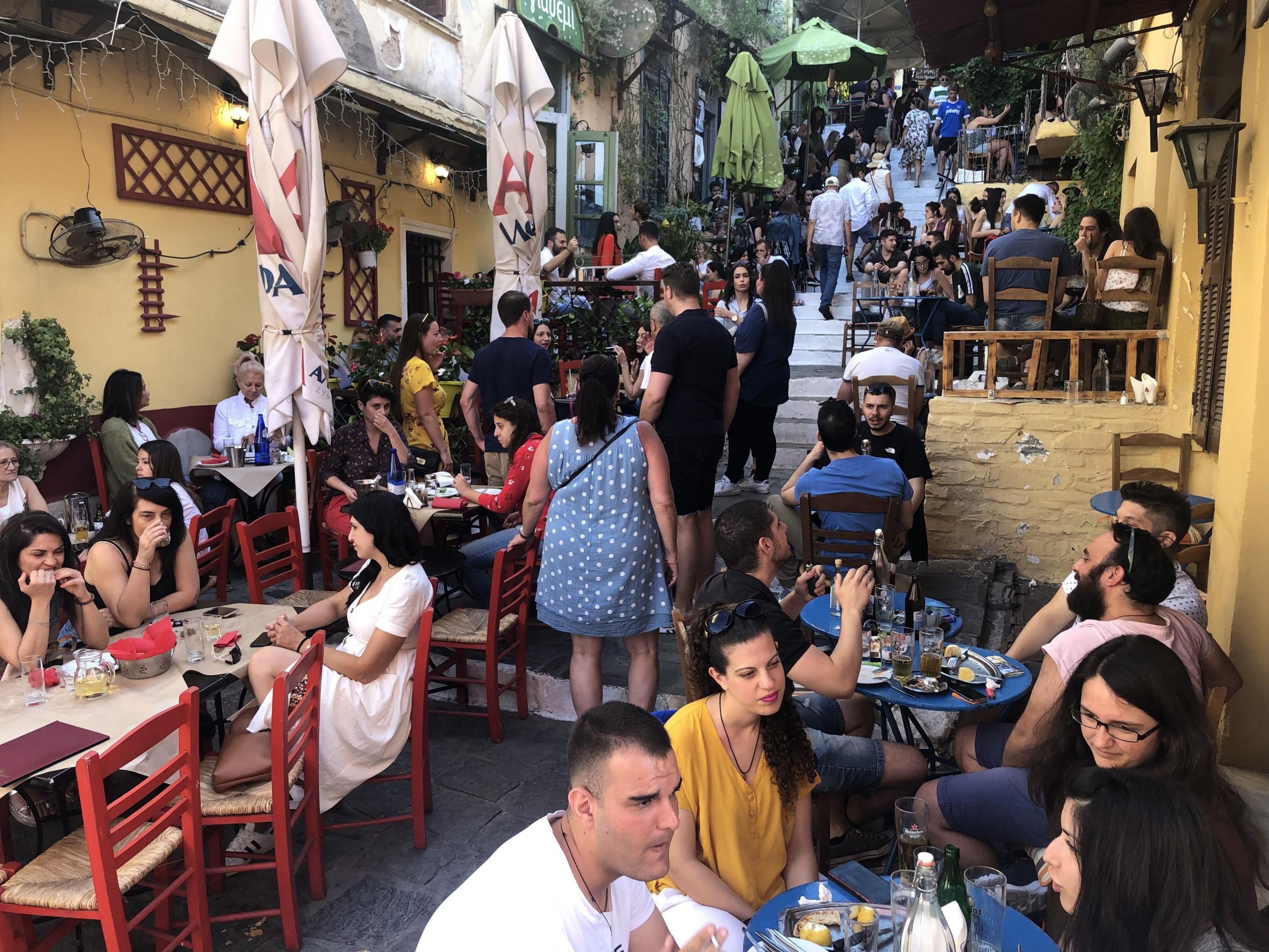Distant dream: restaurants in central Athens in the summer of 2019