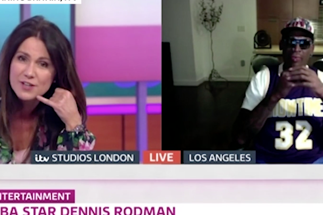Susanna Reid and Dennis Rodman speak via video link on Good Morning Britain