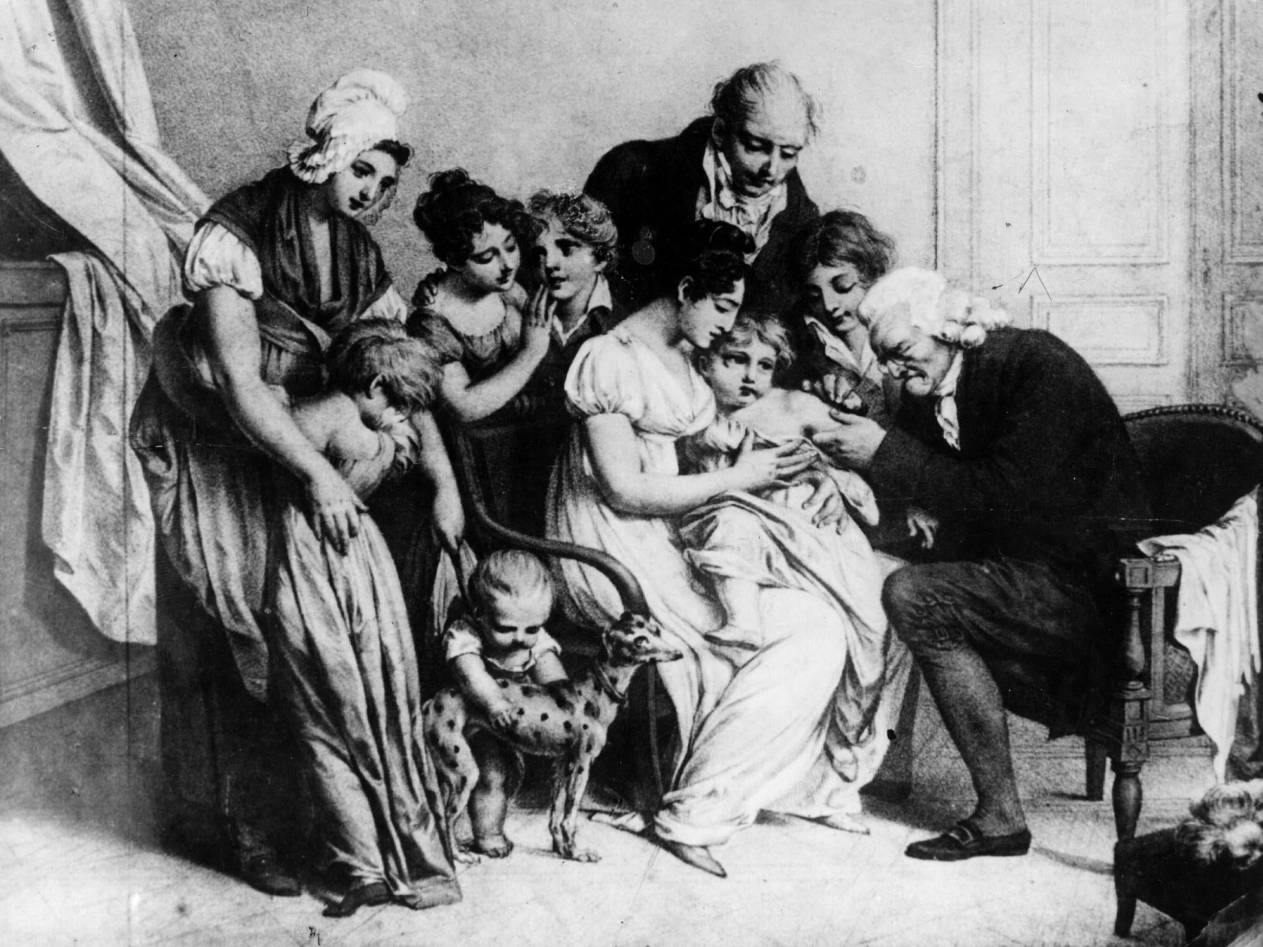 Edward Jenner vaccinates his gardener's son with with the deadly smallpox virus (Getty)