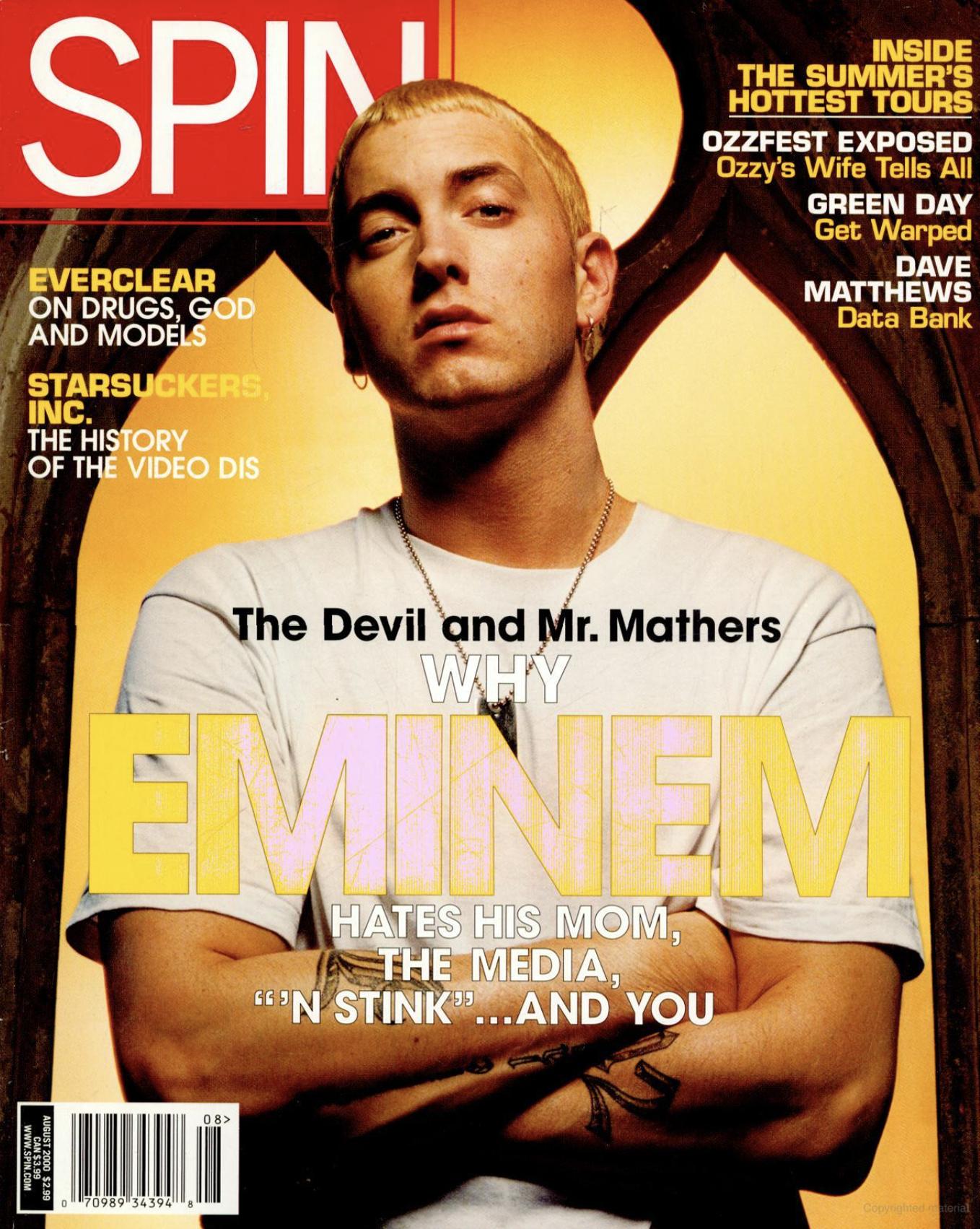 Eminem on the cover of the August 2000 issue of ‘Spin’ (Miller Publishing)