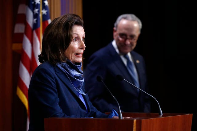 Nancy Pelosi and Chuck Schumer brief the press on the successful passage of a half-trillion-dollar coronavirus relief package