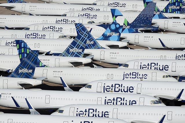 Grounded JetBlue planes