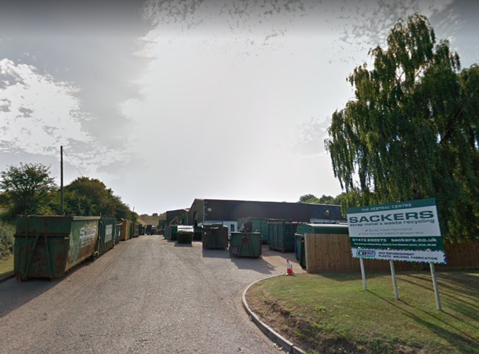 Sackers, a waste recycling centre located in Needham Market, where a baby girl was found dead