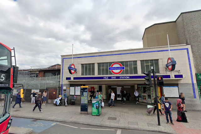 British Transport Police are working to identify a man who spat at a passenger after being aggressive to transport workers at Mile End tube staiton
