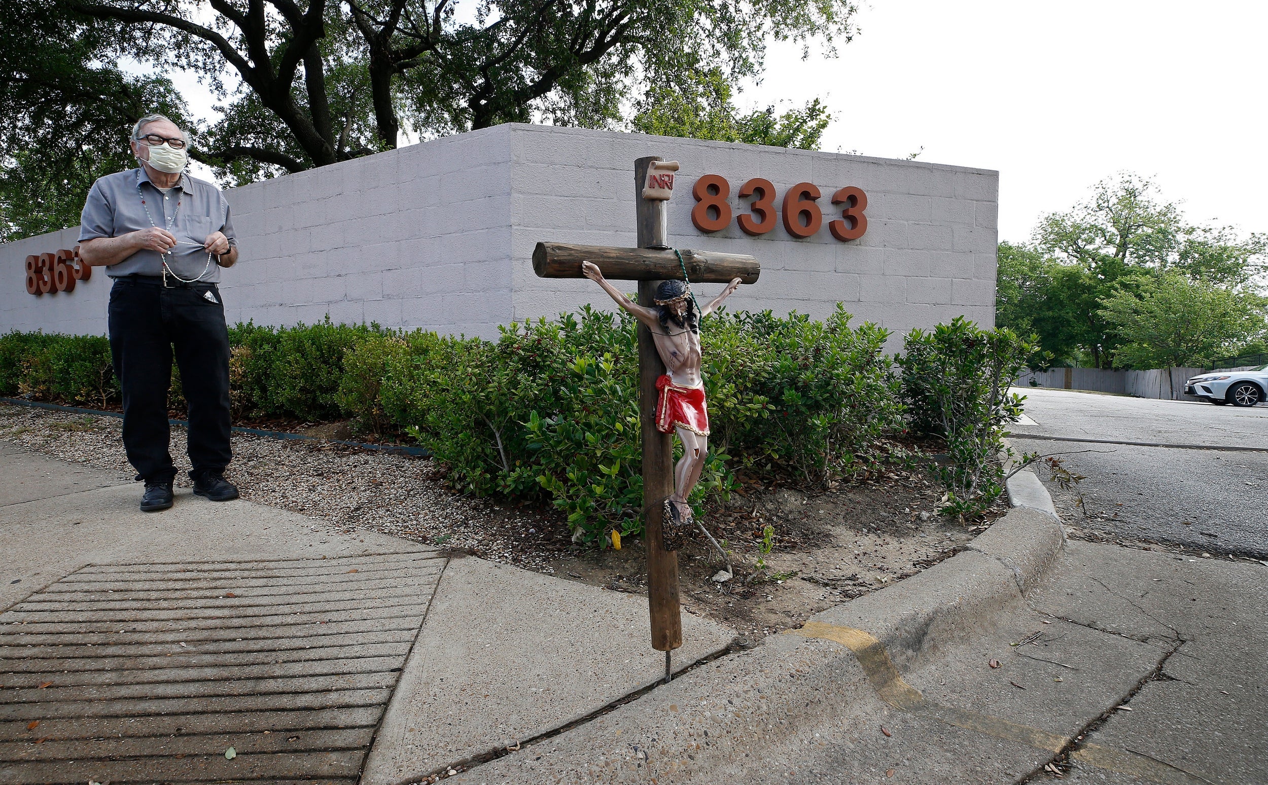 A man praying outside one of the closed abortion centres in Texas earlier this month