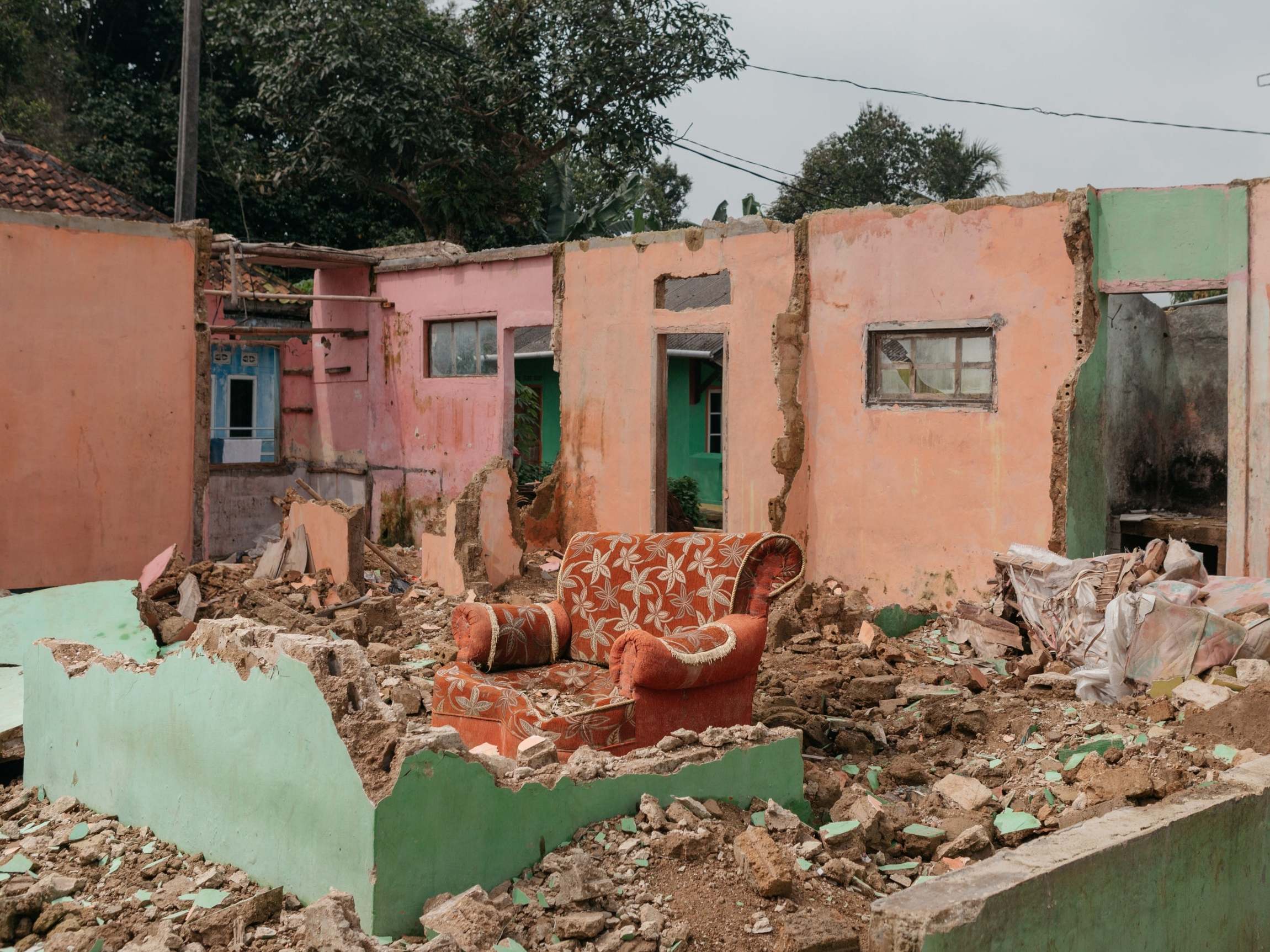 A common sight: ruins of a house in Ciletuh Hilir (The Washington Post)