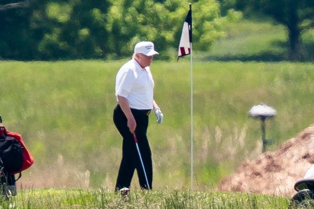 Donald Trump played his first game of golf since the US implemented a lockdown due to coronavirus
