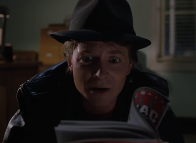 Michael J Fox in the censored scene from Back to the Future II