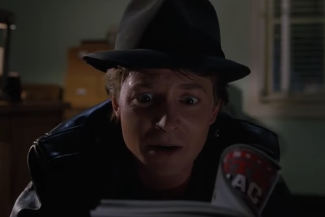 Michael J Fox in the censored scene from Back to the Future II