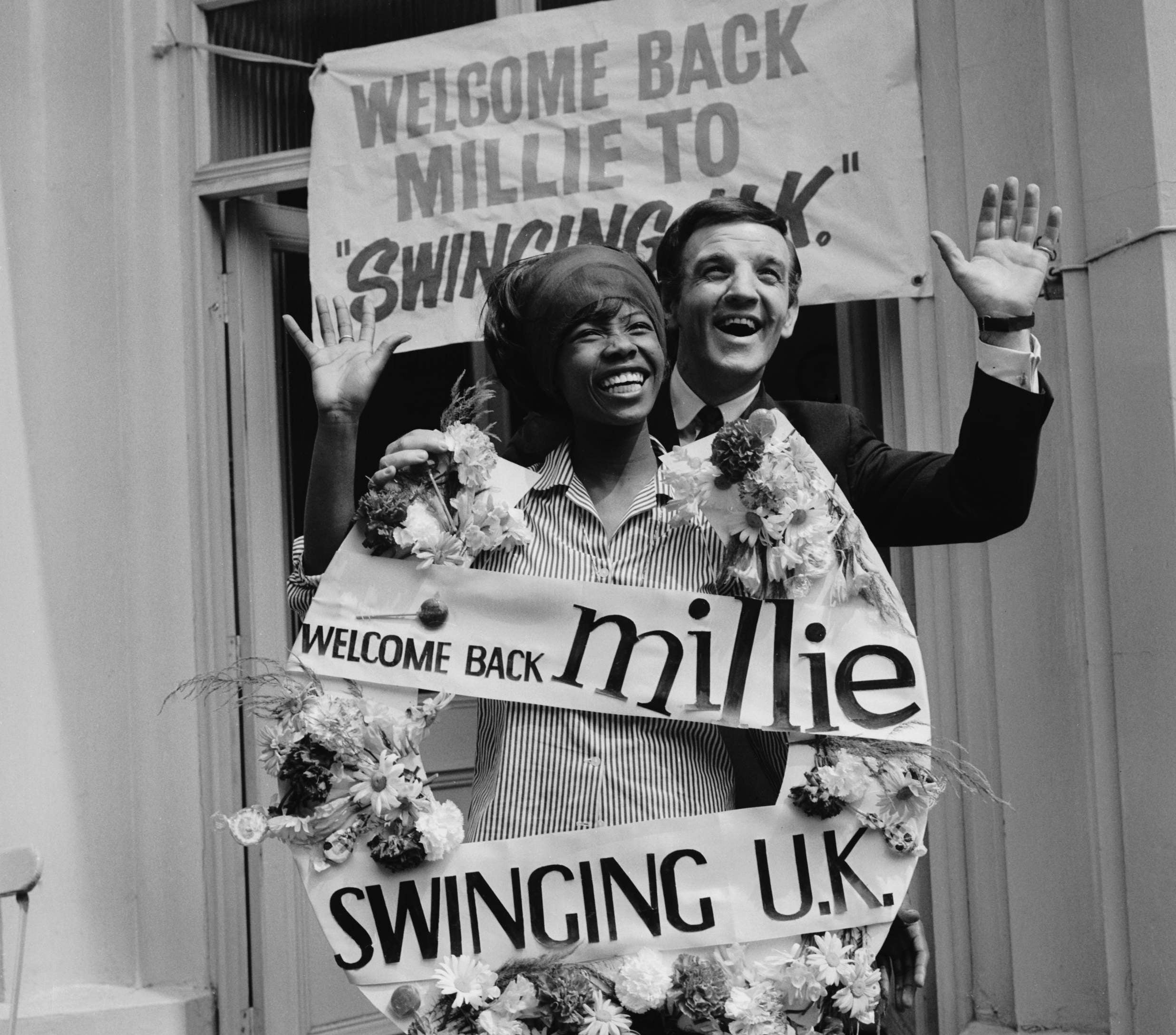 Small being welcomed back to the UK by DJ Alan ‘Fluff’ Freeman in 1964