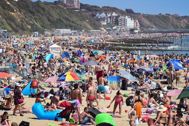Bournemouth beach on Bank Holiday Monday