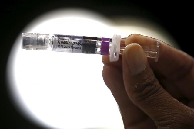A flu vaccine at a medical clinic in Los Angeles