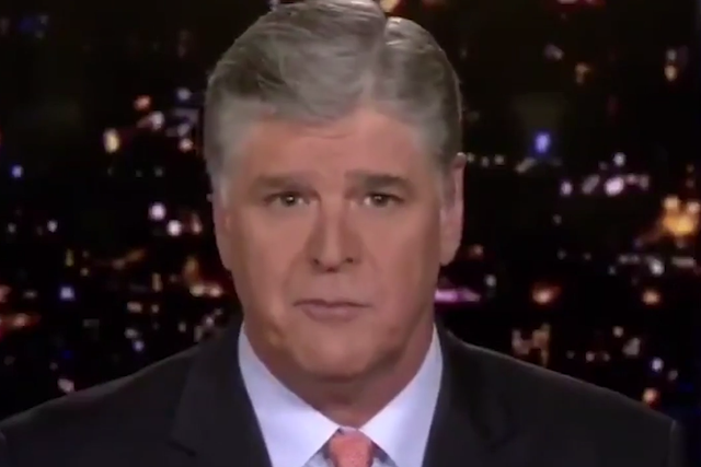 Sean Hannity speaking during Hannity on Tuesday