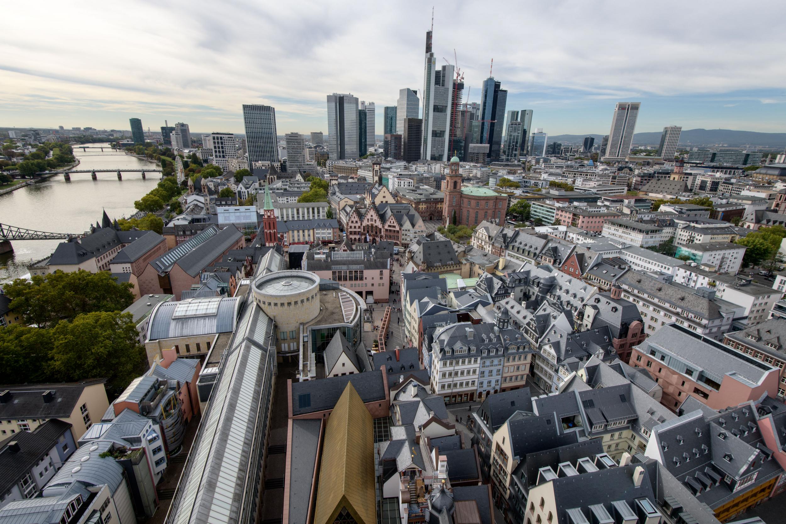 Recently completed housing built to reproduce the historical Roemer district in Frankfurt, which was destroyed in Allied bombing during the Second World War