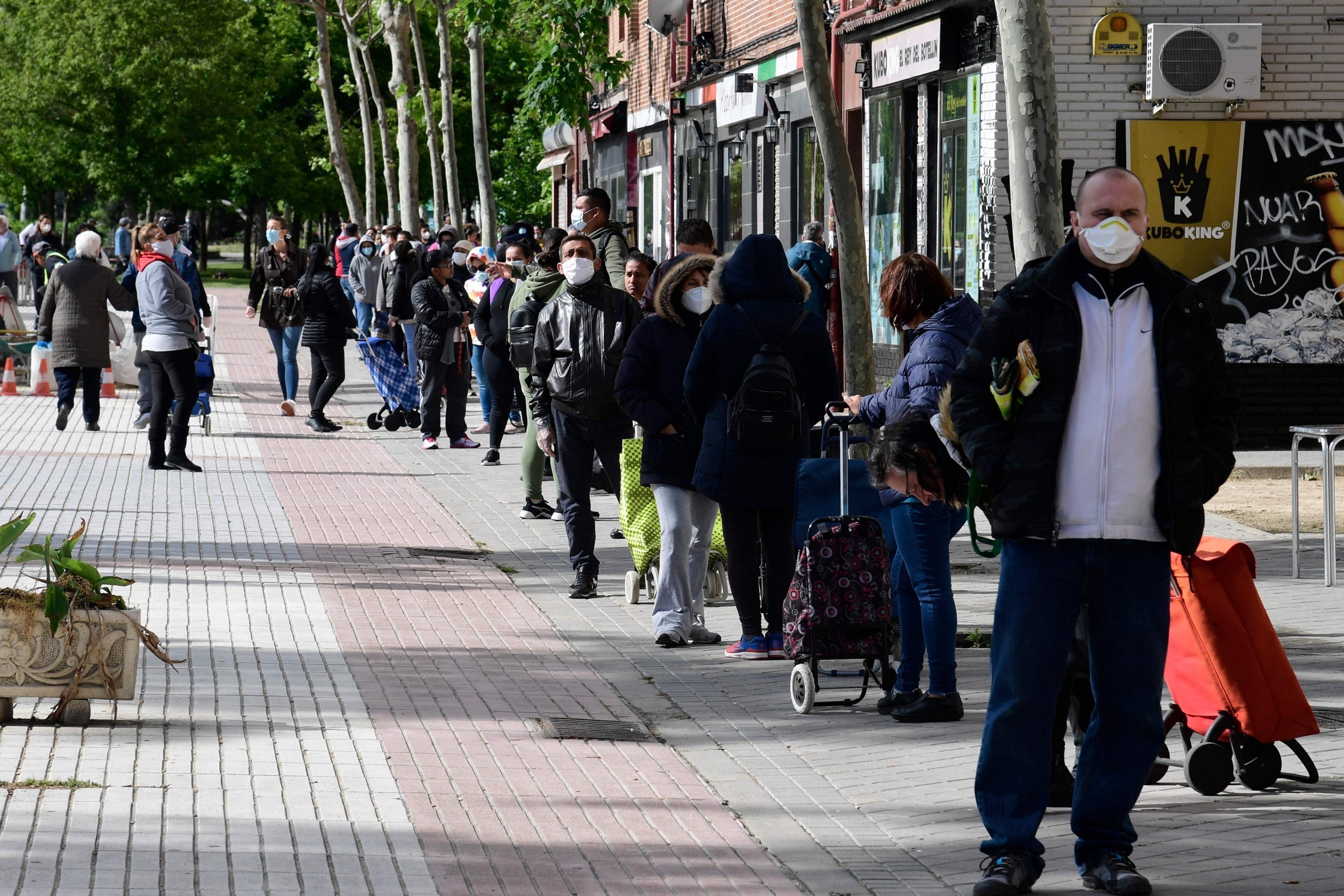 A queue for a food bank in Madrid