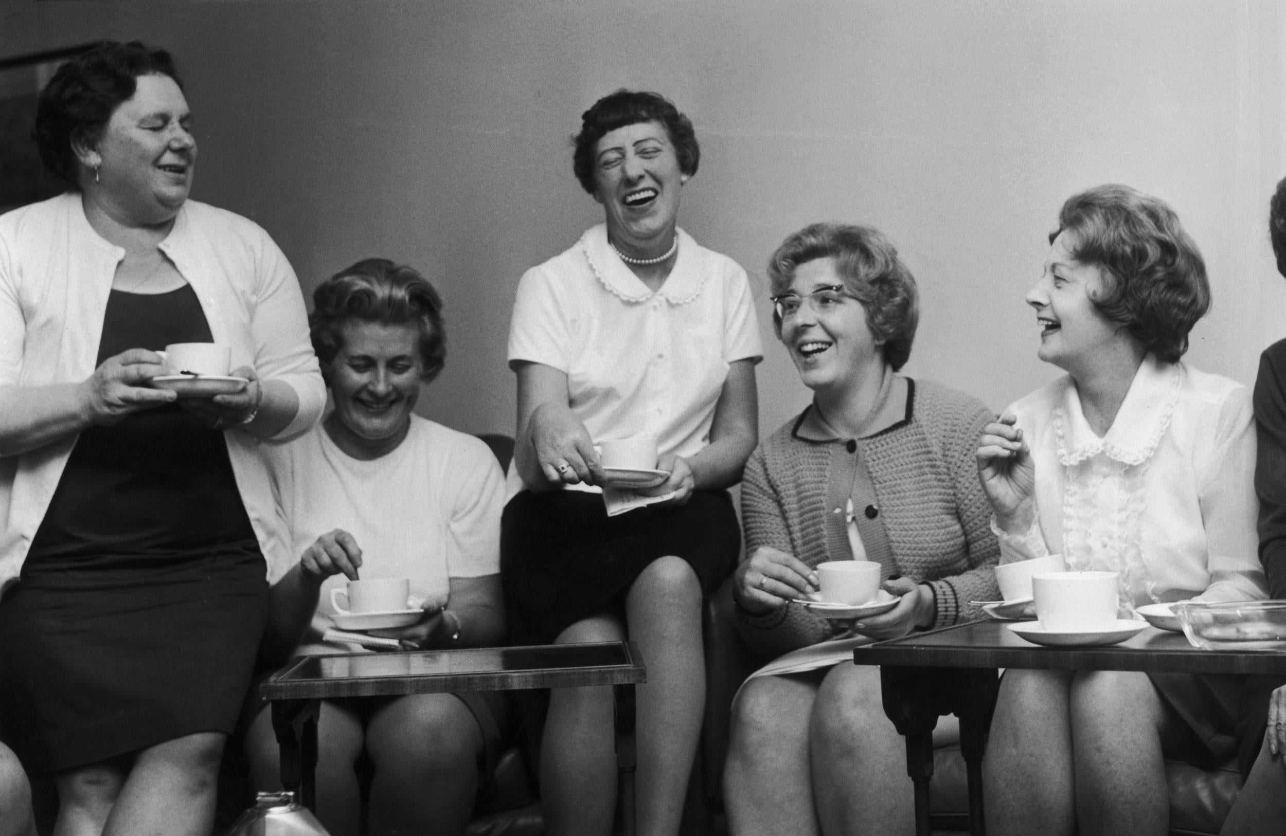 Barbara Castle, Secretary of State for Employment and Productivity, shares a cup of tea with the leaders of the female machinists’ strike from the Ford plant in Dagenham, at the Ministry, 28th June 1968