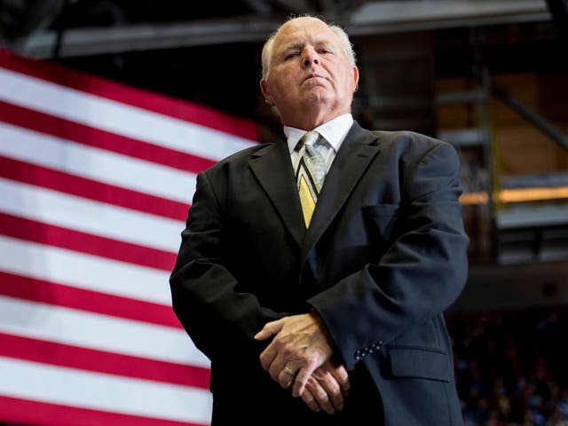 Rush Limbaugh before he announced president Donald Trump at a rally