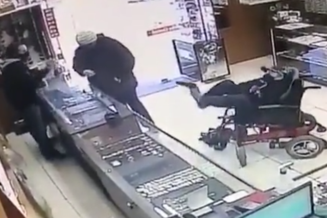Footage of the robbery from the surveillance footage