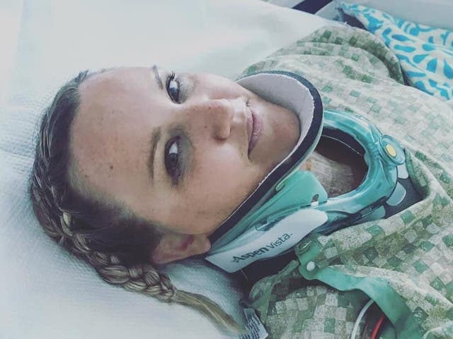 Valerie Feske of Richmond Hill, Georgia, was taken to the hospital after she was injured while playing with children on a waterslide
