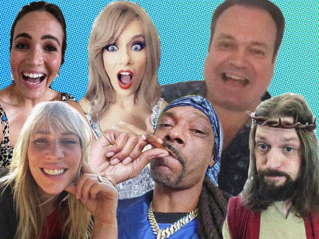 Cameo appearance: (from left) Mandy Moore, Natasha Bedingfield, Taylor Swift impersonator Christina Shaw, Snoop Dogg, Shaun Williamson and YouTuber Jesus Christ