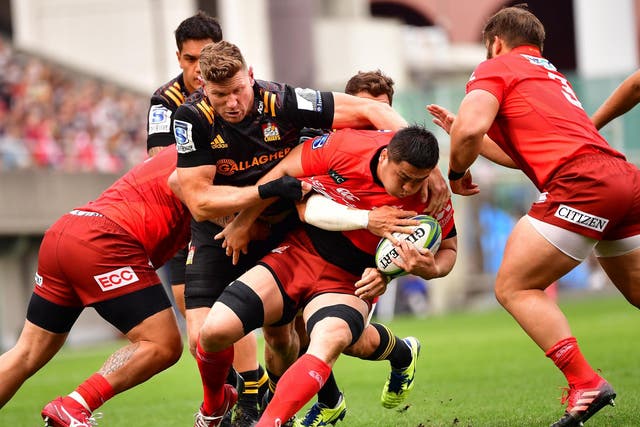 Sunwolves' Kotaro Yatabe in action during a Super Rugby match against Chiefs in Tokyo
