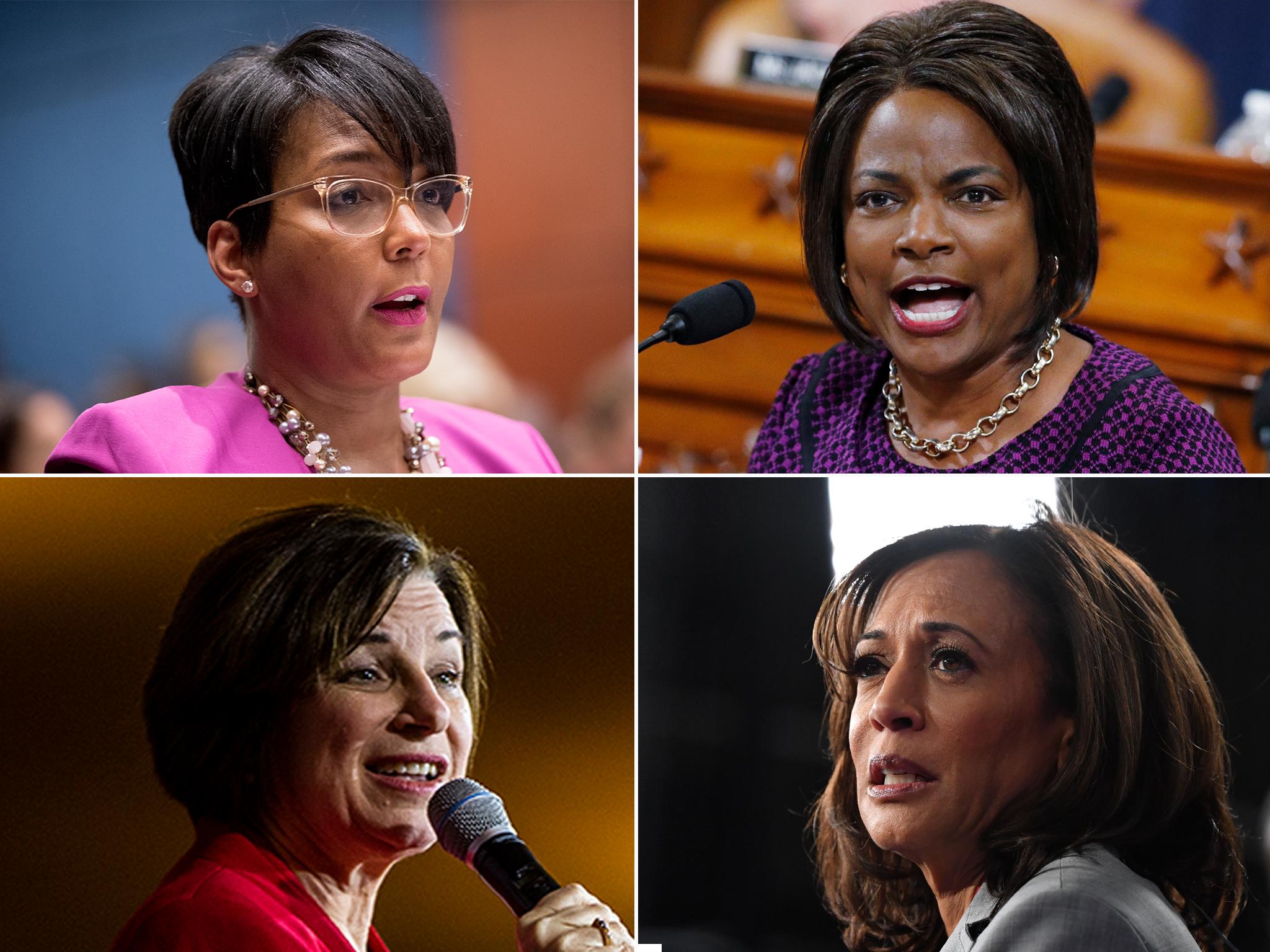 From top clockwise: Keisha Lance Bottoms, Val Demings, Kamala Harris and Amy Klobuchar, all of whom have been touted as picks