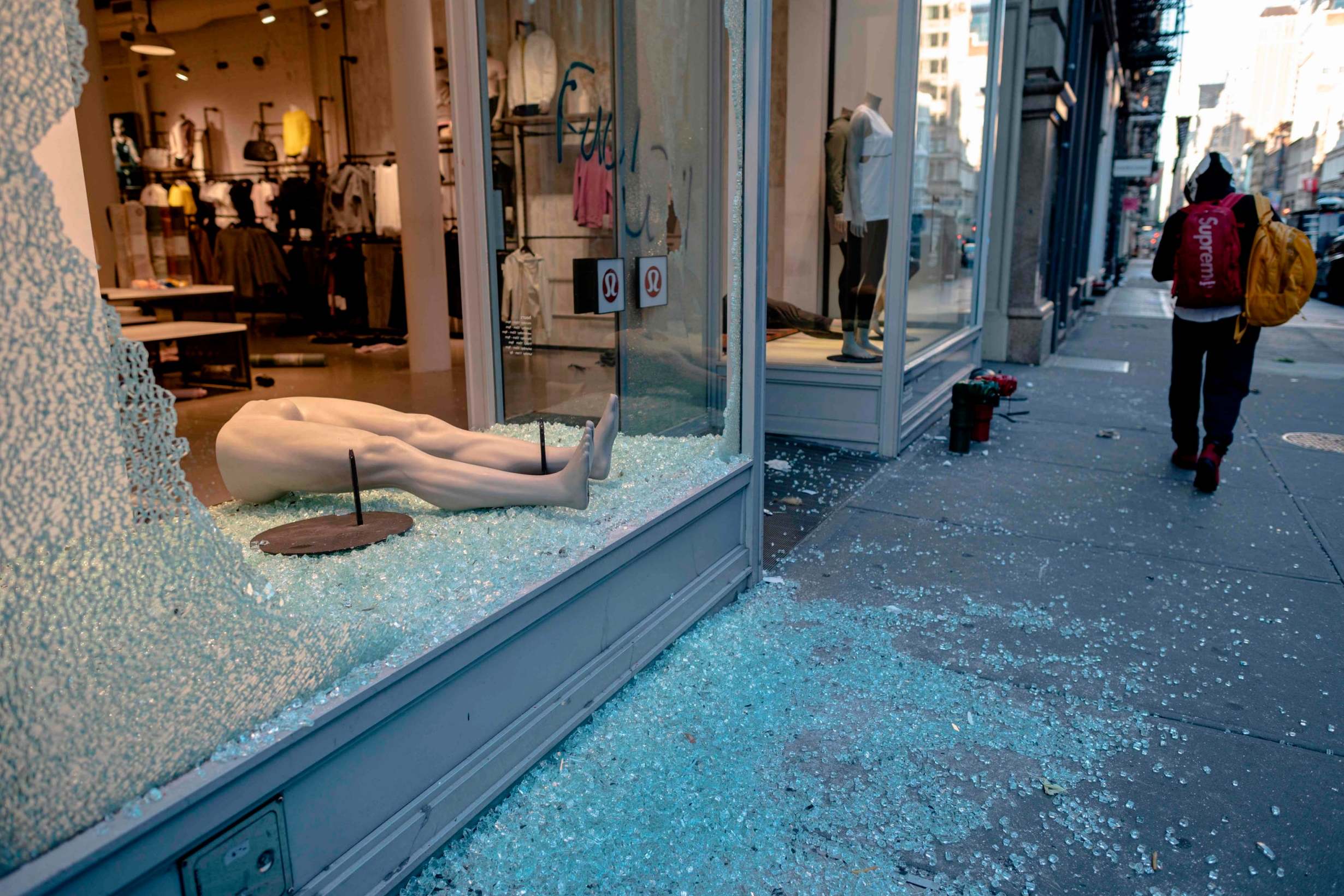 A looted and destroyed shop after protests in Lower Manhattan, New York City (AFP/Getty)