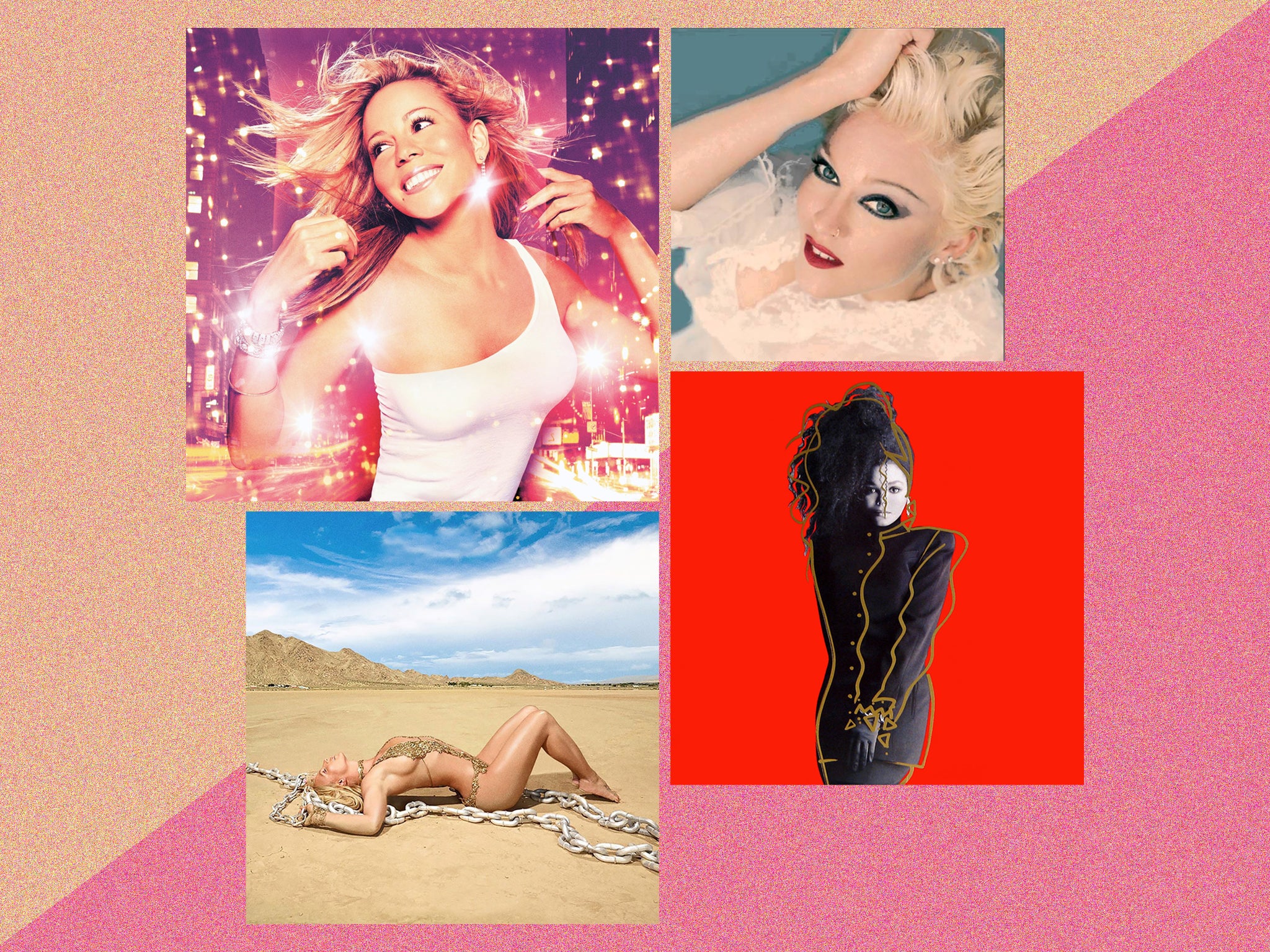 Lost greats, clockwise from top left: Mariah Carey's 'Glitter', Madonna's 'Bedtime Stories', Janet Jackson's 'Control' and Britney Spears' 'Glory'
