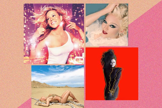 Lost greats, clockwise from top left: Mariah Carey's 'Glitter', Madonna's 'Bedtime Stories', Janet Jackson's 'Control' and Britney Spears' 'Glory'