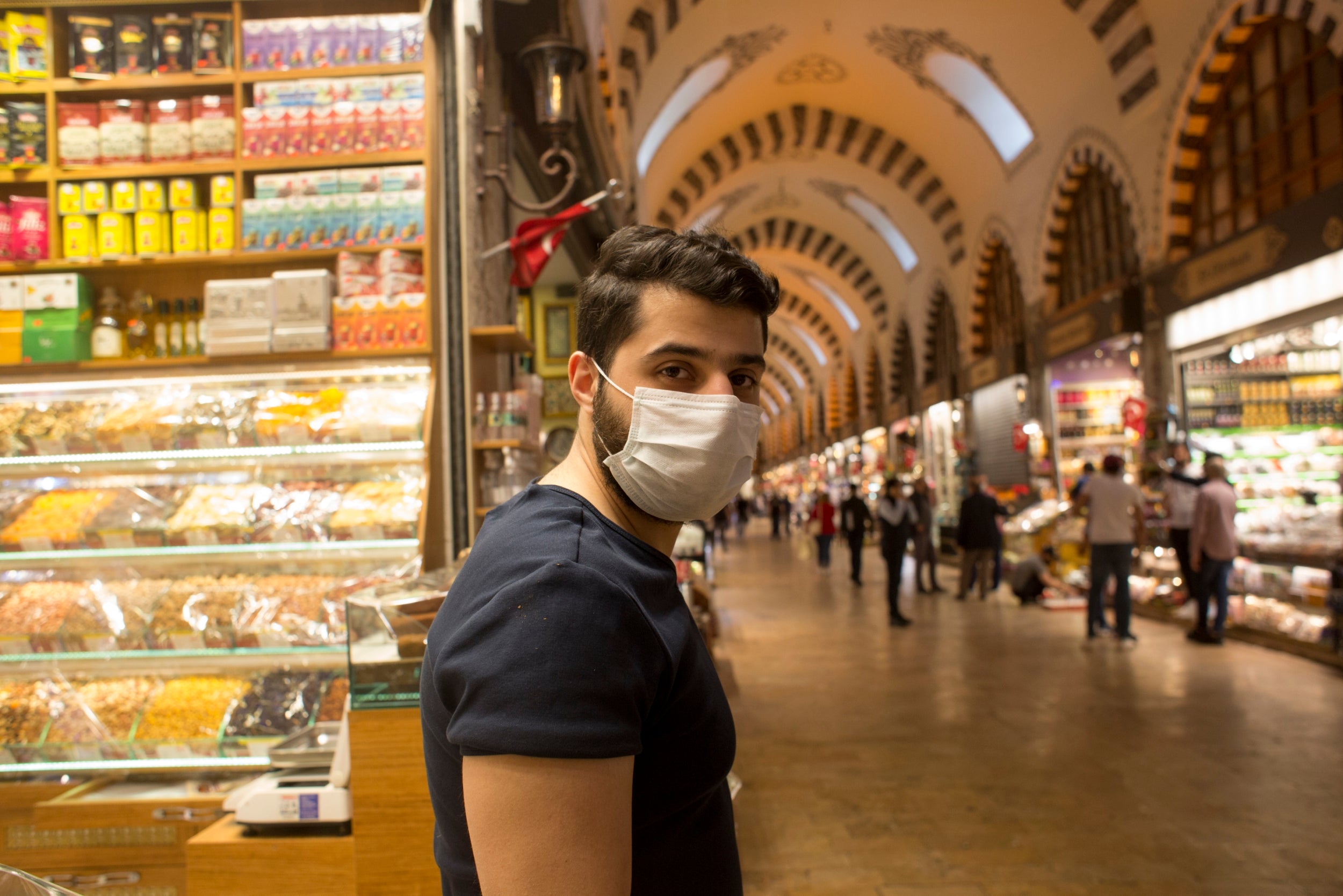 Basil Riyadh seen in the store he works at in Istanbul’s Grand Bazaar