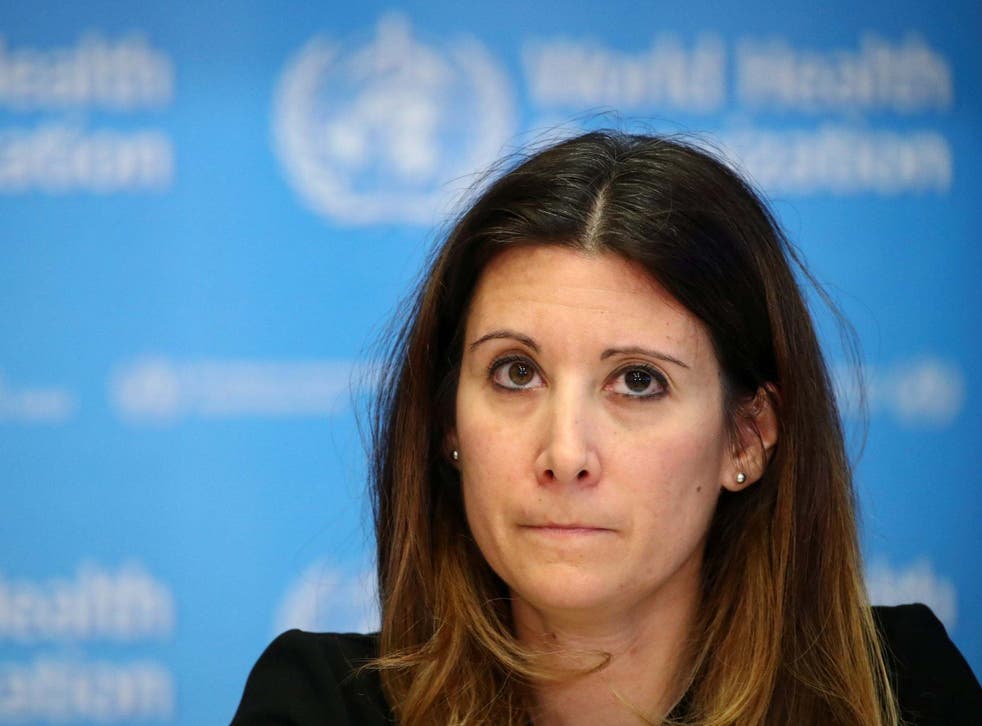 Technical Lead for the World Health Organization (WHO) Maria Van Kerkhove attends a news conference on the situation of the coronavirus