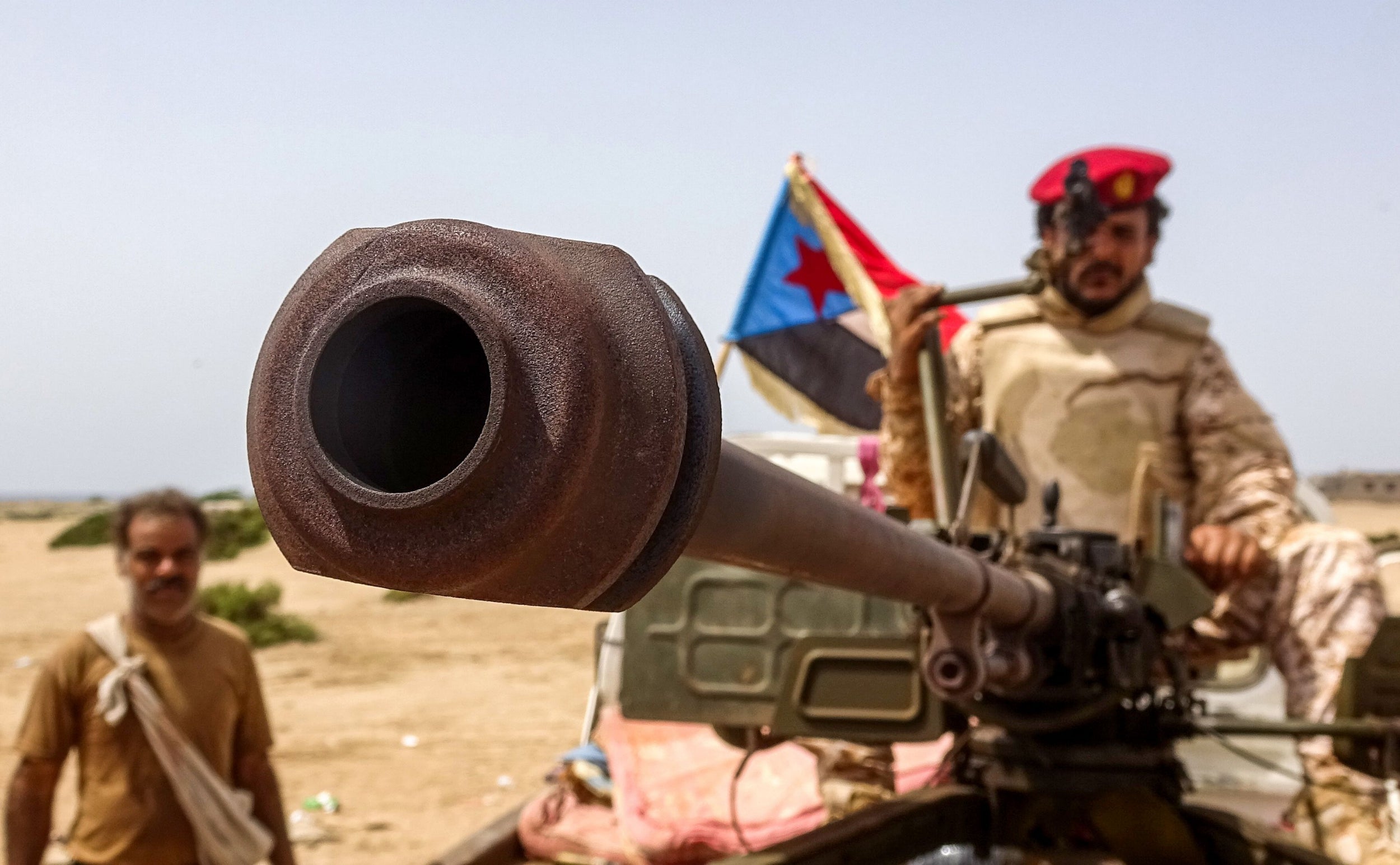 A fighter loyal to Yemen’s southern separatists on the frontline during clashes with pro-government forces for control of Zinjibar