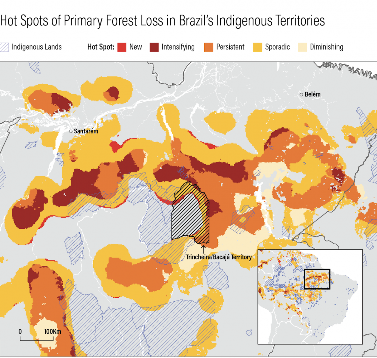 Hot spots of forest loss in Brazil's indigenous territories