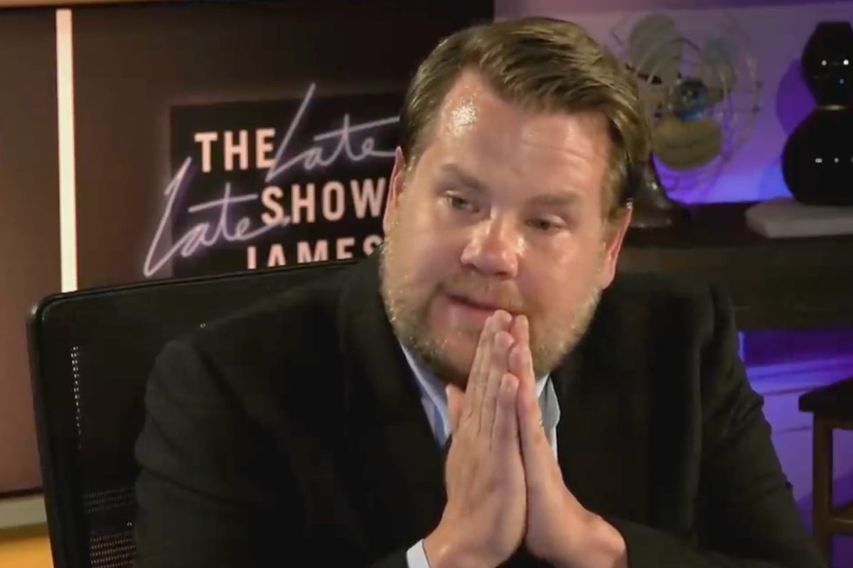 James Corden breaks down in tears with bandleader Reggie Watts as they