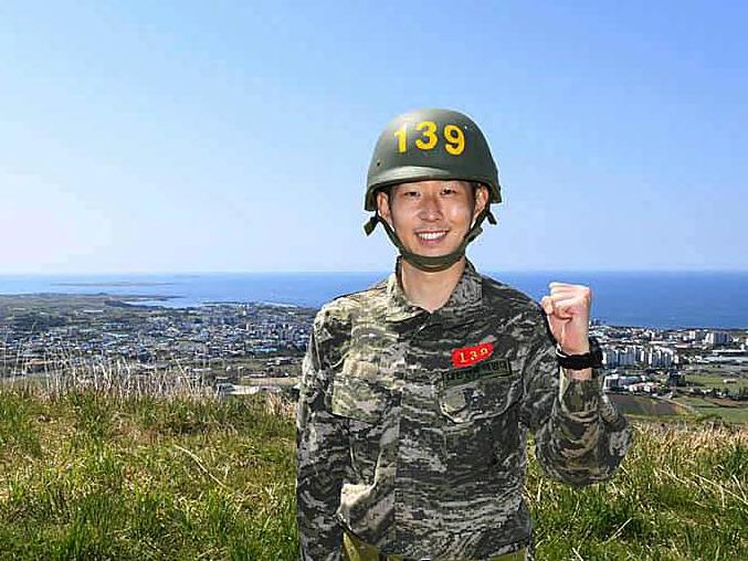 Son Heung-min during military service for South Korea