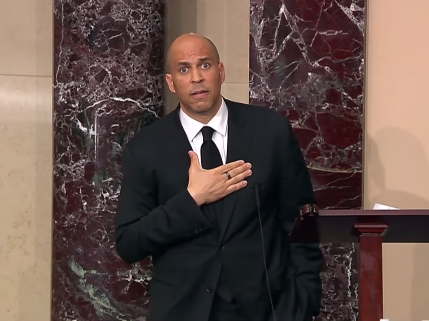 Senator Cory Booker speaking in the Senate amid the George Floyd protests