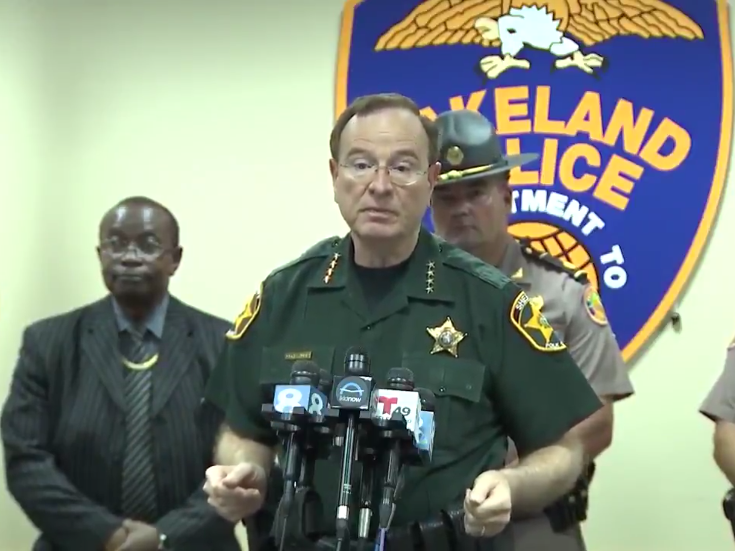 Sheriff Grady Judd speaking during a press conference on Monday