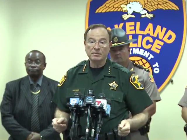Sheriff Grady Judd speaking during a press conference on Monday