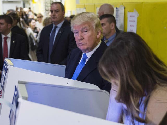 <p>Donald and Melania Trump voting during the 2016 presidential election</p>